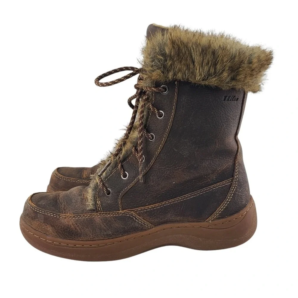 L.L.Bean Solid Lace Up Round Toe Winter Boots / Snow Boots Women's Size 6M Brown